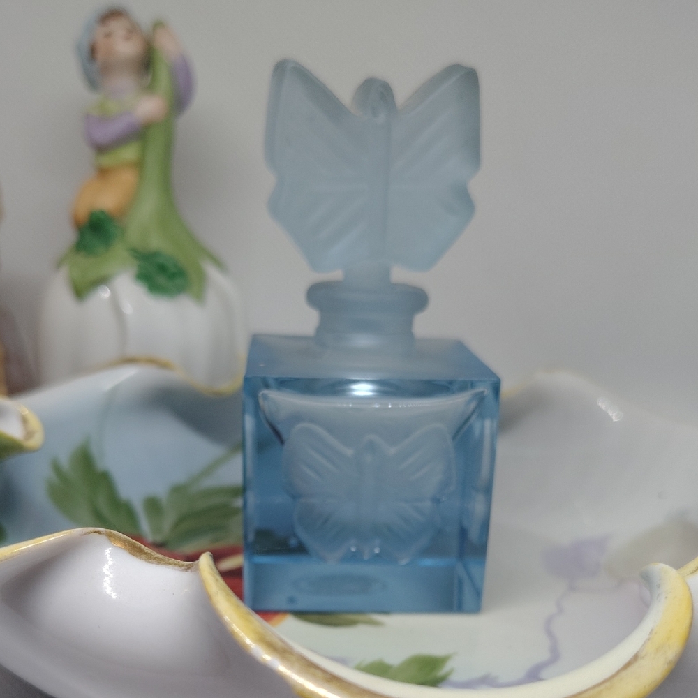 House Of Global Art Blue Butterfly Glass Perfume Bottle
